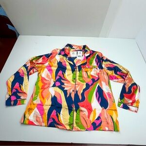 Mary Square Groovy Kind of Love Satin Long Sleeve Pajama Top Womens Size XXL NEW
